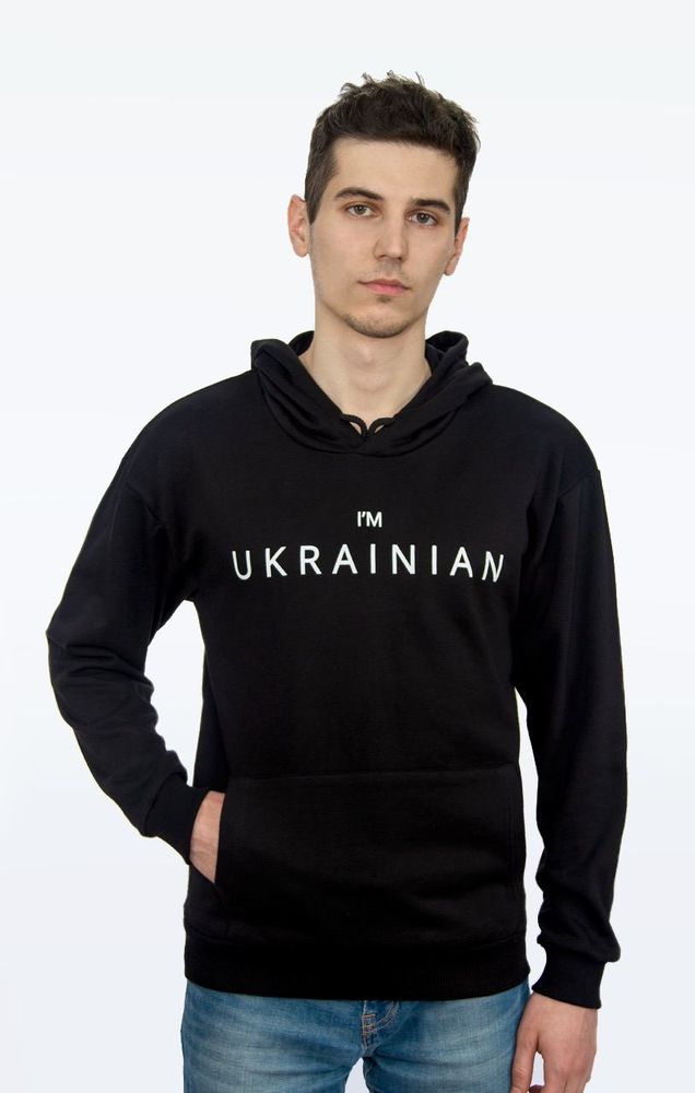 Худі чорний унісекс I am Ukrainian